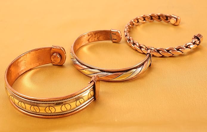 Copper Bracelet Tibetan Style. Hand Forged with Solid and High Gauge Copper Jewelry Cuff for Women Men. Combo of Different Designs