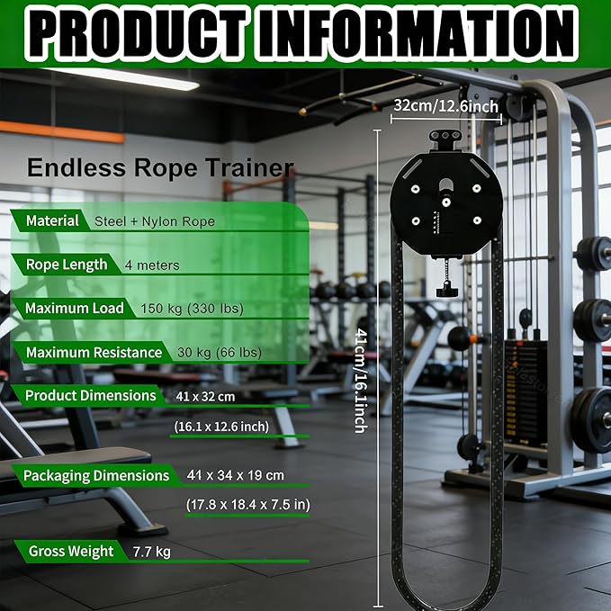 Endless Rope Trainer - Suspension Endless Rope Pulley, Adjustable Resistance Trainer Machine, Closed-Loop Nylon Rope, Cable Machine Home Gym for Grip, Arms Training Red