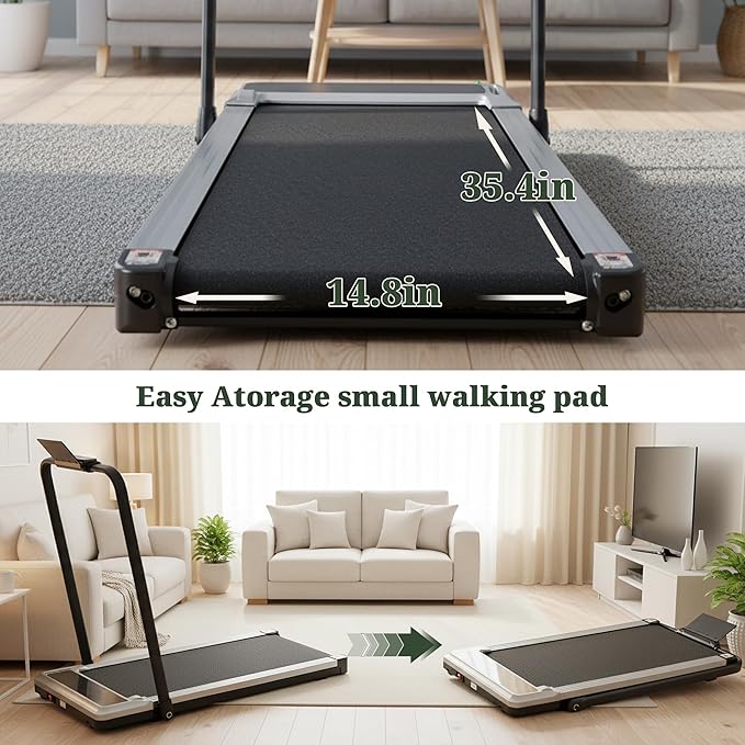 Walking Pad Treadmill, 3 in 1 Portable Under Desk Treadmills for Home Small Space, Quiet Compact Folding Treadmill with Remote Control, 320 LBS Capacity