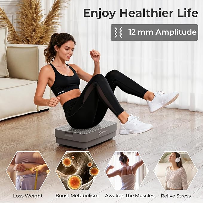 Goplus Vibration Plate Exercise Machine, Vibrating Platform for Lymphatic Drainage w/Remote, LED Display, Home Workout Full Body Shake Board for Weight Loss