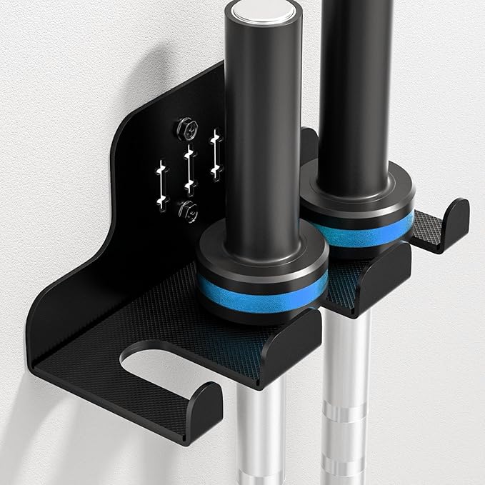 Barbell Wall Holder,Olympic Hanger,Garage Gym Bar Wall Rack,Vertical Barbell Mount Rack,Space Saving Commercial or Home Gym Accessory,Holds Under 33mm Bar Size