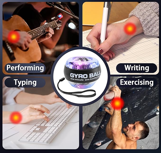 Wrist Ball Hand Exercise, Torque Ball Grip Strength Trainer, Gyro Ball with LED Lighting, Finger Forearm Grip Strength Devices