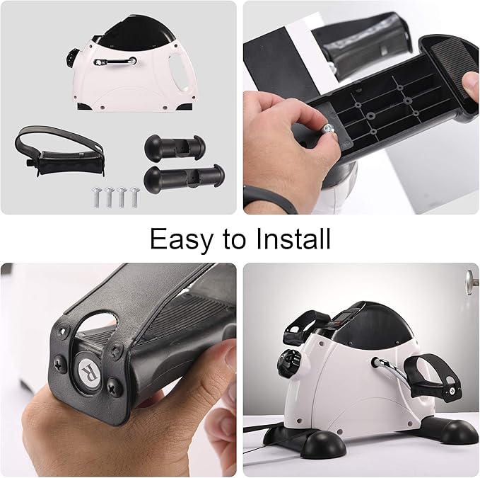 Under Desk Bike Pedal Exerciser，Mini Exercise Bike，Portable Foot Peddler Desk Bike for Physical Therapy Leg and Arm Exercisers，Adjustable Sitting Pedal Exerciser for Elderly Men Women