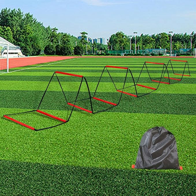 Colaxi Agility Ladder Football Footwork Ladder Workout Flexible Multipurpose Home Gym Folding Agility Training Equipment 42 Cmx42 cm