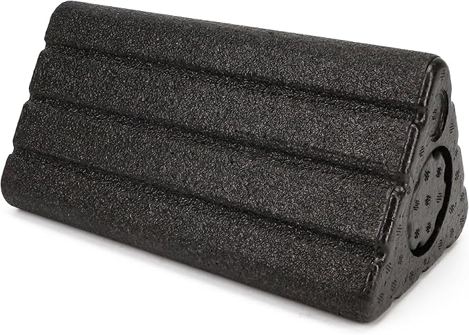 Yoga Blocks 2 in 1 Triangle Foam EPP Roller, 9x5x4 Inch Triangular Wedge Block for Neck Waist HIPS Back Legs, High Density Support for Pilates, Exercise, Massage Column, Adult Workout, Easy Cleaning