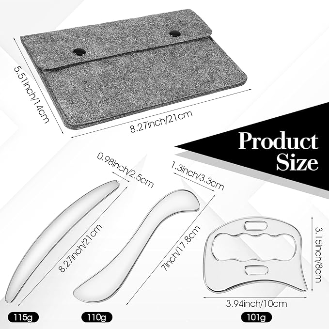 3 in 1 Guasha Massage Tool, Grade Stainless Steel Scraping Tool for Soft Tissue Upgrade Physical Therapy Stuff, Used for Back, Legs, Arms, Neck, Shoulder, Gua Sha Tools (Square+S-Shape+D-Shape)