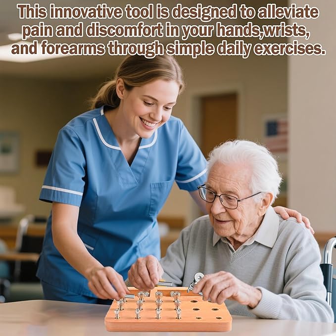 Wooden Pegboard for Finger Dexterity, Finger Strength Trainer for Hand Grip Strengthener Targeted Strength, Relief & Recovery– for Men, Women, and Seniors