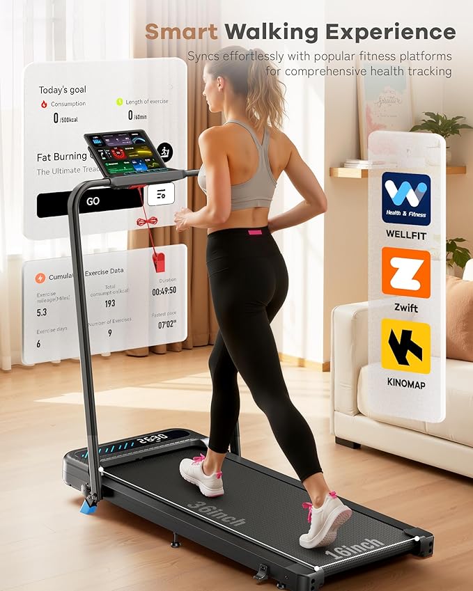 WELLFIT Auto Incline Folding Treadmill - 10% Incline Desk Walking Pad Treadmill with Handlebar, 400 lbs Heavy-Duty Capacity, Space-Saving Quiet Under-Desk Design for Home Office, Seniors & Fitness