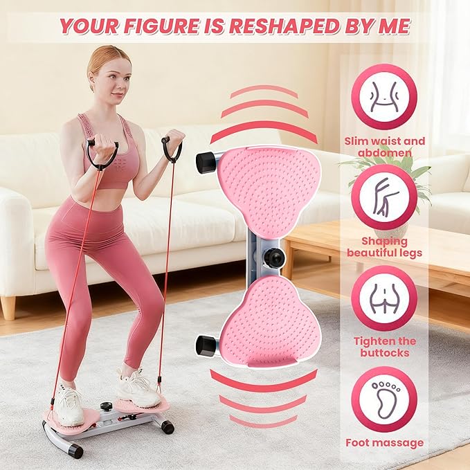 Waist Twist Workout Machine, Ab Machine Weight for Slim Waist and Core Ab Exercise Foot Massage and Weight Loss, Noiseless Home Gym Exercise Equipment for Women Men