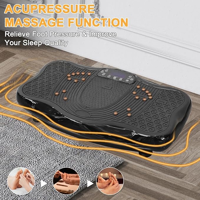 XXL 660LBS Vibration Plate Exercise Machine for Weight Loss, Whole Body Workout Vibration Fitness Platform ,Home Training Equipment ,Sport Gym for Fat Burner & Shaping for Women Men,Black