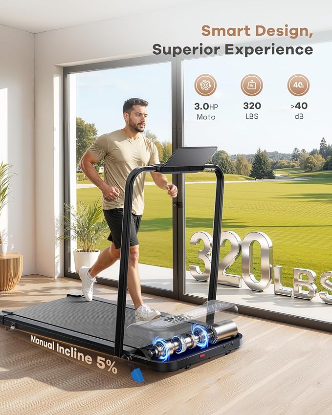 WELLFIT Auto Incline Folding Treadmill - 10% Incline Desk Walking Pad Treadmill with Handlebar, 400 lbs Heavy-Duty Capacity, Space-Saving Quiet Under-Desk Design for Home Office, Seniors & Fitness
