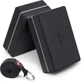Heathyoga Yoga Blocks 2 Pack with Strap, High Density EVA Foam Yoga Block and Yoga Strap Set to Support and Improve Poses and Flexibility