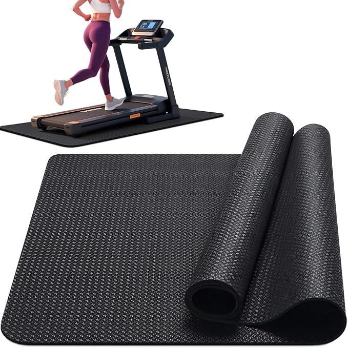 TOBWOLF 2PCS Non-Slip Mat Compatible with Peloton Bike, Concept 2 Rowing Machine, Exercise Bike Mat, Mat Protect Hardwood Floor Carpet for Home Gym, Workout Mat for Bike Trainer, Stationary Spin Bike