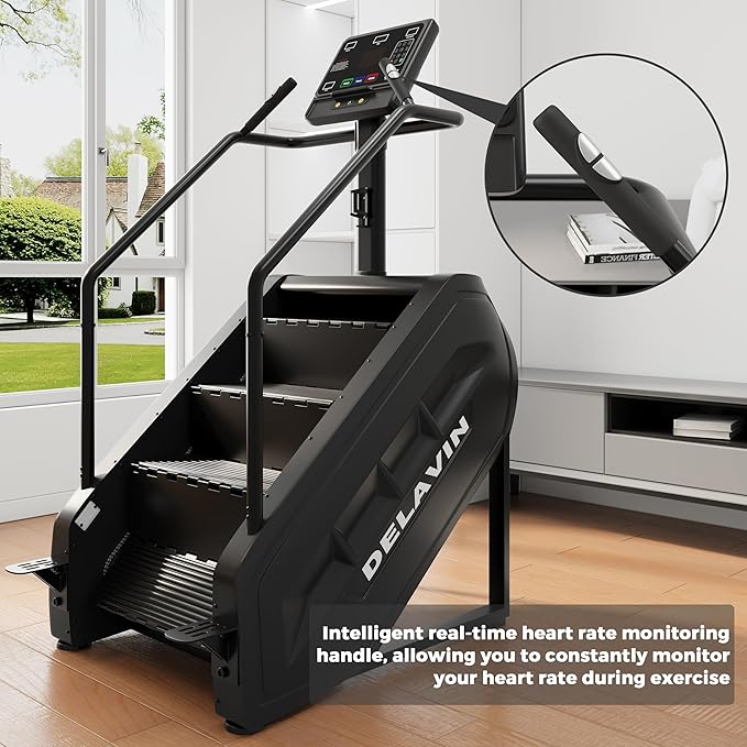 DELAVIN Stair Stepper with LED Screen, Commercial Grade Stepper Machine with 15 Speed Levels, Stepmill Exercise Machine with 440 LBS Capacity, Stair Climber for Cardio and Lower Body Workouts (FBA)