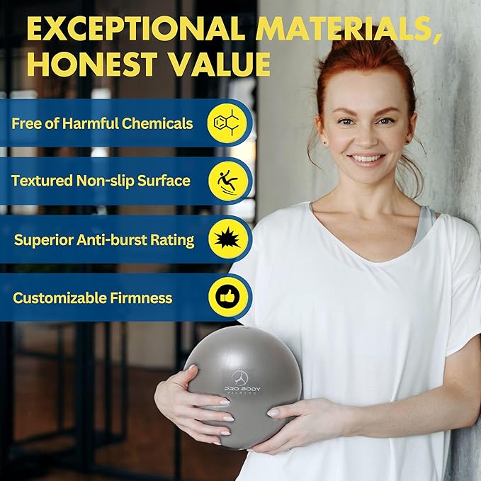 ProBody Pilates Exercise Balls Physical Therapy - 9 Inch Small Exercise Ball for Between Knees for Rehab, Barre, Core, Stability & Yoga