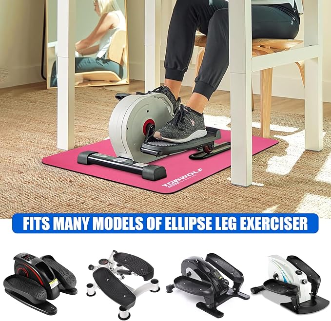 TOBWOLF Non-Slip Workout Mat for Ellipse Leg Exerciser, Ellipse Machine Mat, Exercise Mat for Under Desk Ellipticals, Suitable for Electric Seated Foot Pedal Exerciser, Stability & Floor Protection