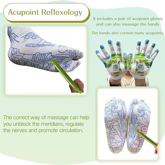 Reflexology Socks with Tools,2 Pair Reflexology Socks with Massage Tool for Men Women, Reflexology Chart Socks with Trigger Point Massage Tool, Foot Massage Socks and Acupressure Socks