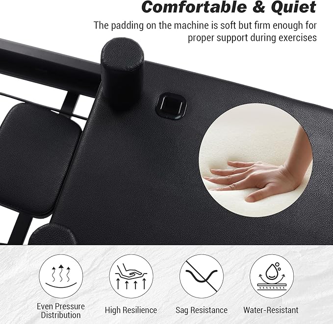 Pilates Reformer, 91 in Foldable Reformer Pilates Machine, Pilates Equipment with Springs and Resistance Ropes for Advanced and Beginners Users