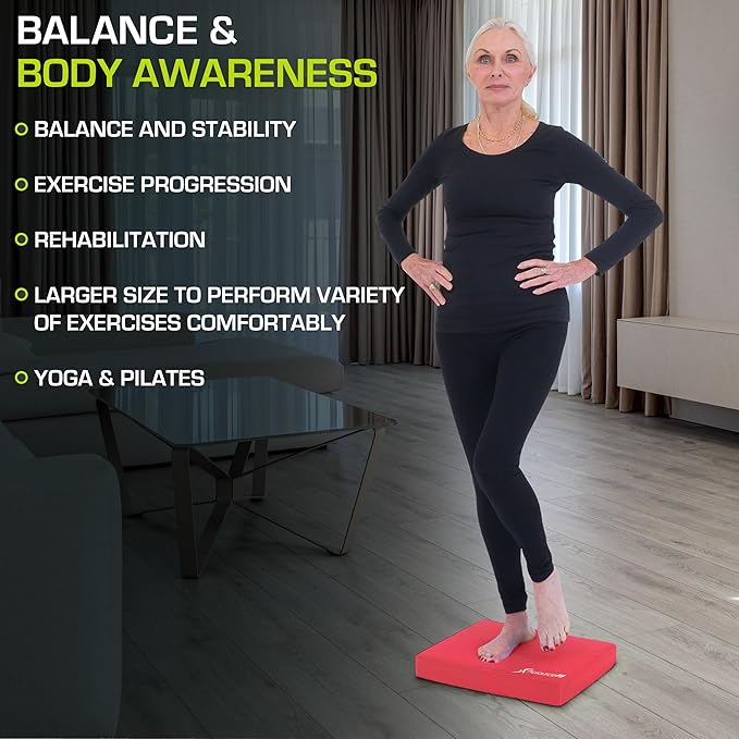 ProsourceFit Exercise Balance Pad, Non-Slip Cushioned Foam Mat & Knee Pad for Fitness and Stability Training, Yoga, Physical Therapy
