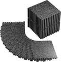 PRAISUN 0.6" Thicker Rubber Top Gym Flooring for Home Gym, 36 Pcs 144 Sq Ft Workout Mats, Exercise Mat, Interlocking Rubber Floor Mats with High Density EVA Foam for Garage, 24 x 24in, Black/Grey