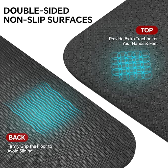 Extra Large Yoga Mat 6'x4'(1/3" & 1/4" Thick), Non-Slip, Ultra Durable, Wide Workout Mat, Wide Exercise Mats for Home Workouts, Yoga, Pilates, Stretching (Barefoot Exercise)