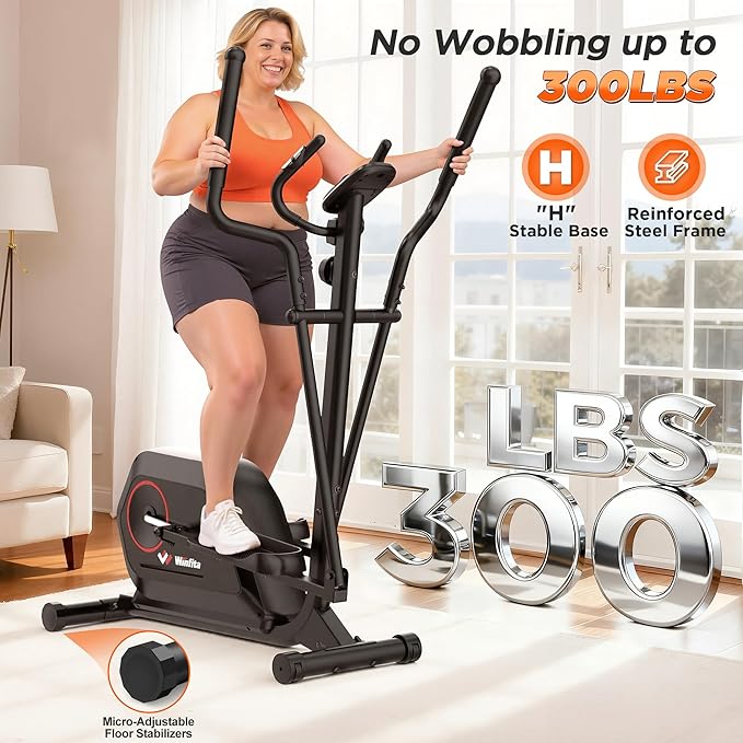 Elliptical Exercise Machine for Home Use, Elliptical Machine with Hyper-Quiet Magnetic Drive System, 14-Level Resistance Adjustment, 15.5IN Stride, 300LBS Weight Capacity, Tablet Holder