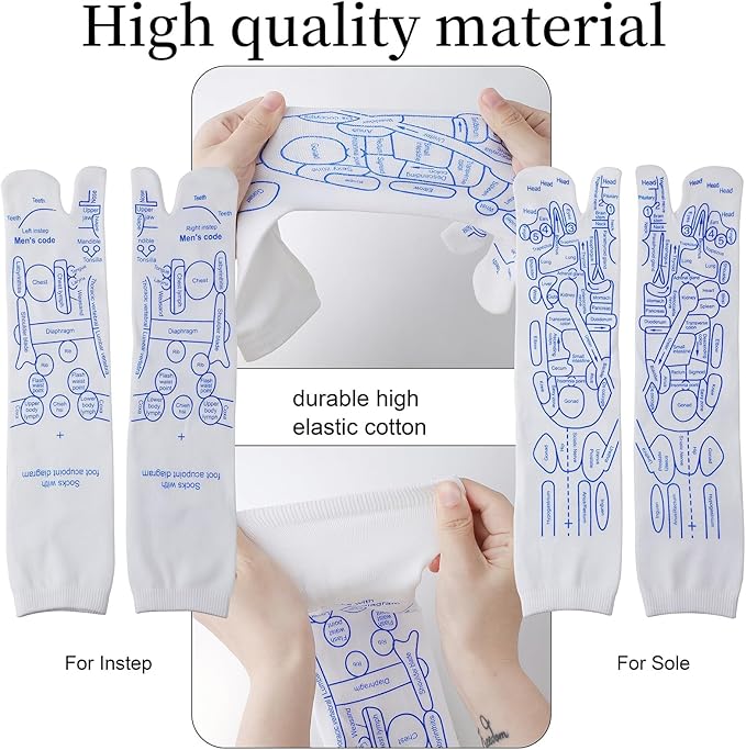 2 Pairs Reflexology Socks with Beginner Acupoint Massage Tools Set of 5 - Foot Pain Relief Remedy for Foot Massage Rod for Women Tired Relieve