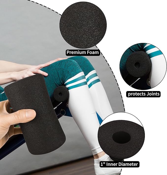 Foam Foot Pads Rollers,Gym Replacement Parts for Leg Pads Set- 4 Pcs Extension Weight Bench,Replacement Set of Rollers with Leg Extension for Weight Training Bench