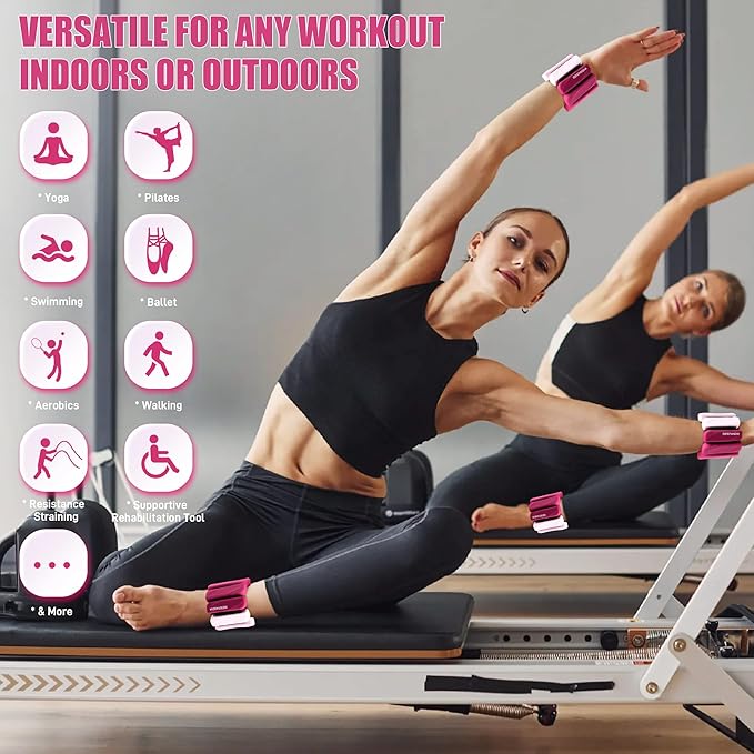 Wrist & Ankle Weights for Women and Men, 2lbs/4lbs Pairs Adjustable Silicone Weighted Bangles for Arm & Leg Workouts, Perfect for Pilates, Barre, Yoga, Walking & Home Fitness 24055