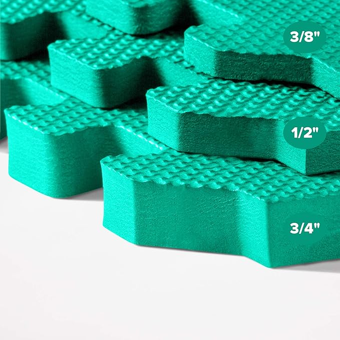 We Sell Mats 3/8" Thick Multipurpose EVA Foam Exercise Floor Mat, Interlocking Tiles, Anti-Fatigue for Home or Gym
