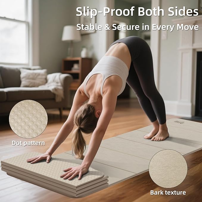 1/2 Inch Extra Thick Yoga Mat Pilates Equipment, 70"x24" Odorless Workout Mats for Home Gym, Non-slip Exercise Mats for Women Men Home Workout, Foldable Yoga Mats for Travel Camping Sleeping
