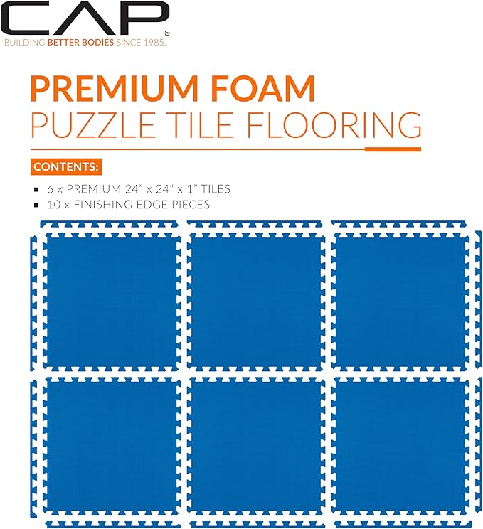 CAP Puzzle Exercise Mats | 1” Thick EVA Interlocking Foam Tiles for Home Gym Flooring | Multiple Options