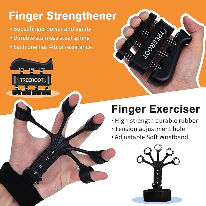10PCS Grip Strength Trainer Kits, Hand Gripper Strengthener, Forearm Strengthener, Forearm Exerciser, Finger Grip Strengthener, Wrist Strengthener, Stress Relief Ball, Grip Ring, for Muscle Building, Hand Exercisers for Therapy