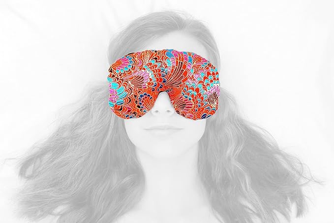 Handmade Weighted Sleep Eye Mask Yoga Pillow - Flax Seed Fill - Unscented - Frilly Fiesta - TEMF-FF
