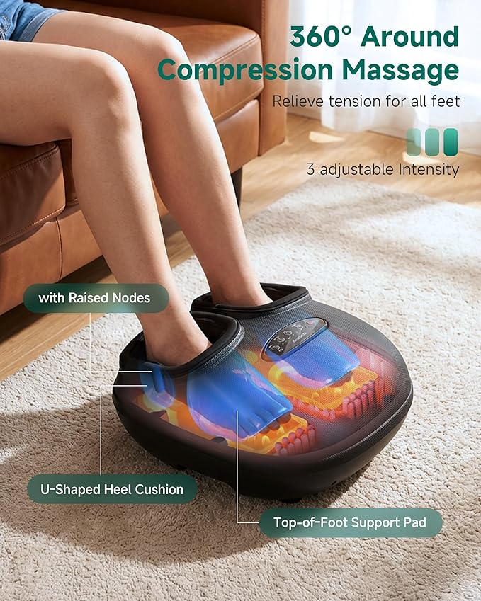 Snailax Shiatsu Foot Massager with Heat, Deep Kneading, Compression, Vibration, Electric Feet Massage Machine for Plantar Fasciitis,Neuropathy,Foot Warmer,Remote Control,Size 13,Mother's Day Gifts