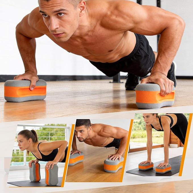 Soft Push Up Pads - Thick EVA Push-Up Stands Handle Pushup Support, Anti-Slip Workout Stands for Strength Training, Portable Floor Exercise Fitness Equipment for Home Indoor & Outdoor, 2pcs
