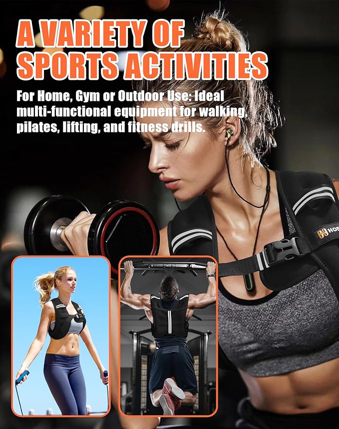 Weighted Vest for Men and Women, 5lb/10lb/15lb/20lb/25lb/30lb Adjustable Weight Vest with Reflective Strips - Strength Training, Running, Fitness, Muscle Building, Weight Loss Gear