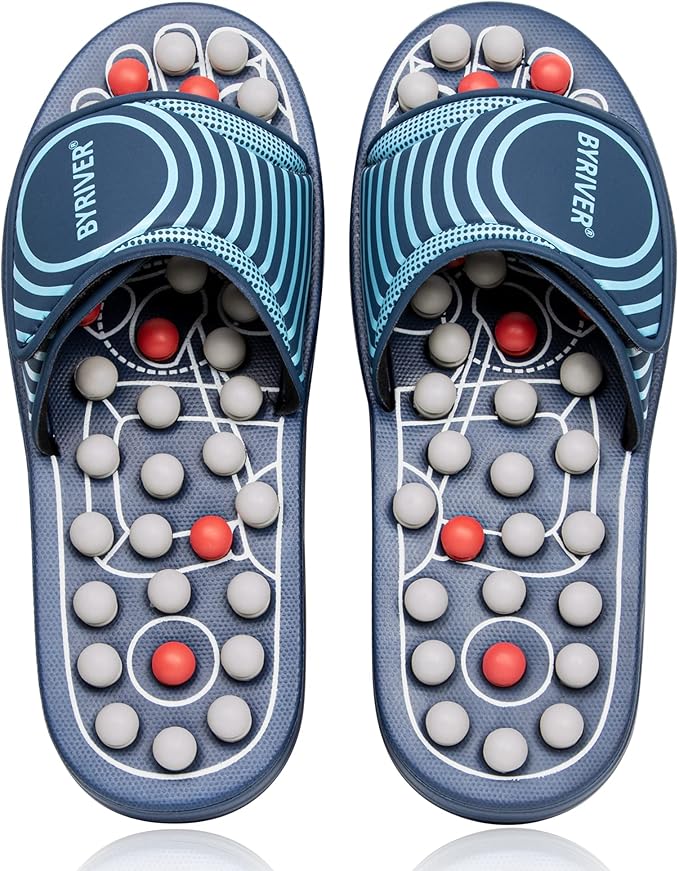 BYRIVER Lower Back Pain Relief Massager Device Product, Spiky Ball Roller Foot Massage Slippers Sandals Shoes, Healthcare Relaxation Gift for mom dad（05XS