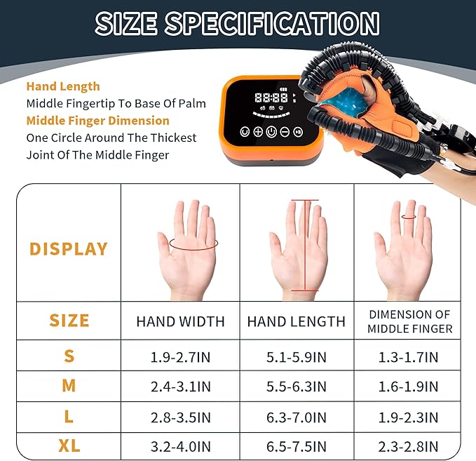 Rehabilitation Robot Gloves Equipment for Stroke Recovery, Hand Strength Exercise, and Adaptive Training Hemiplegic with USB Chargeable Orange (M Size,Right Hand)