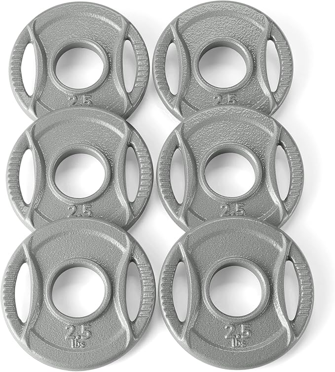 Amazon Basics 2-Inch Olympic Cast Iron Grip Weight Plates