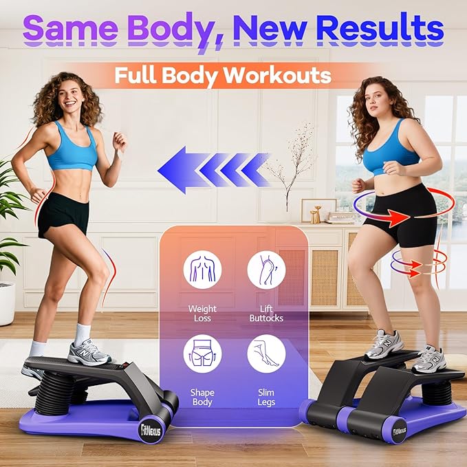 Air Compression Resistance Stepper – Adjustable Mini Stair Climber for Home Cardio Workout, Portable Stepper Machine with LCD Display, 5-Level Adjustable Resistance, Non-Slip Pedals - Batt. not incl.