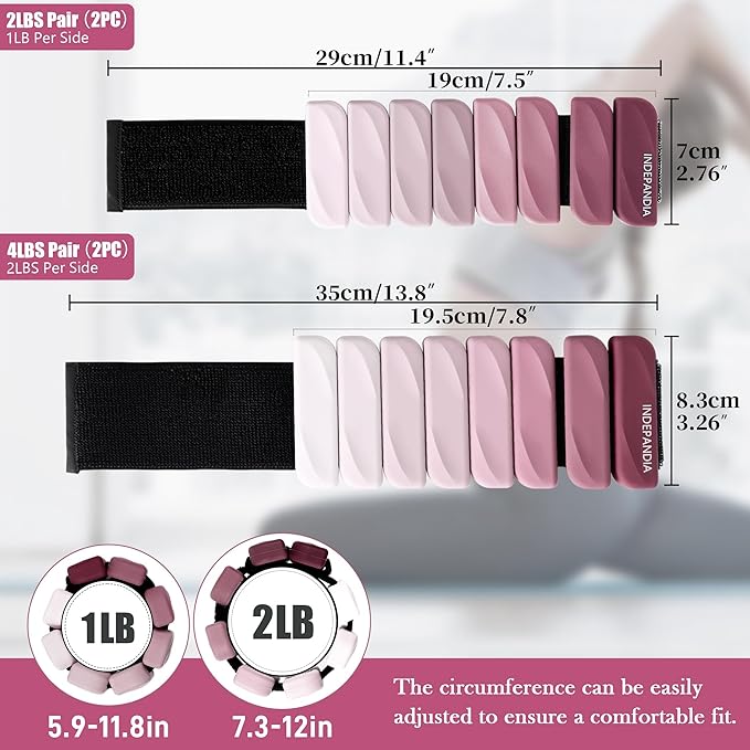 Wrist & Ankle Weights for Women and Men, 2lbs/4lbs Pairs Adjustable Silicone Weighted Bangles for Arm & Leg Workouts, Perfect for Pilates, Barre, Yoga, Walking & Home Fitness 24055