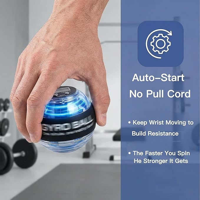 Torque ball,2026 Upgraded Wrist Ball Exerciser,Auto-Start Gyroscopic Forearm Exerciser,Hand Strengthening,Resistance,colored lights (No Counter Version,No Screen)