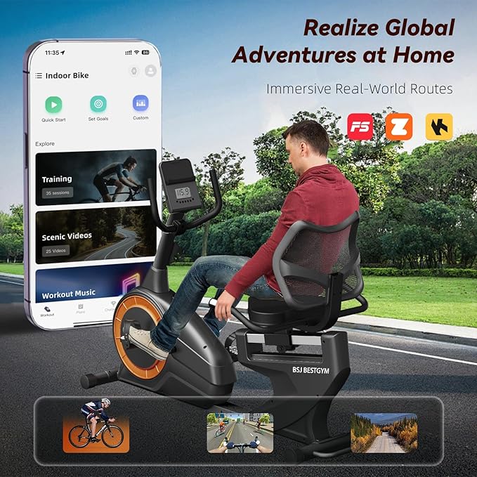 Recumbent Exercise Bike, Magnetic Staionary Bikes for Home with 8-level Resistance & Adjustable Seat, Staionary Bike for Seniors Adults, 350 LBS & LCD Monitor
