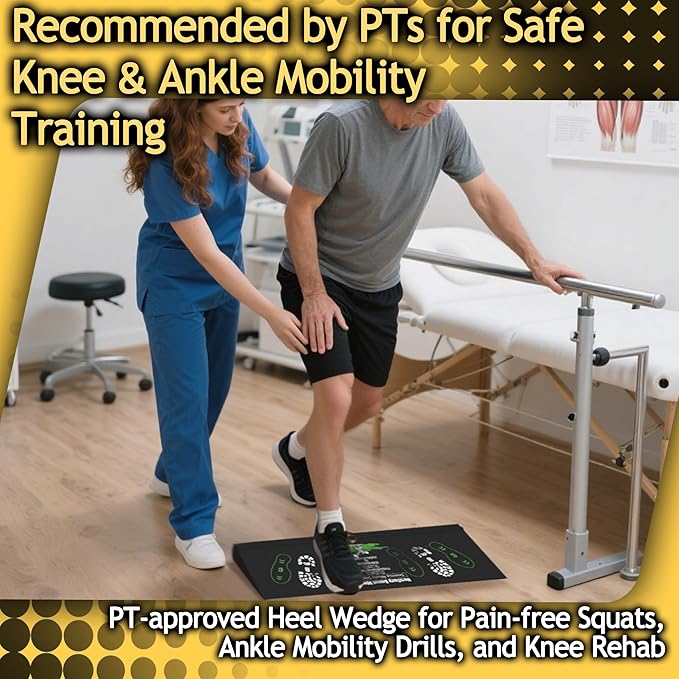 Squat Wedge Height-Adjustable Slant Board: 2Pcs Wide Wedges for Weightlifting Leg Glute Workout Improve Strength and Mobility for Gym Home