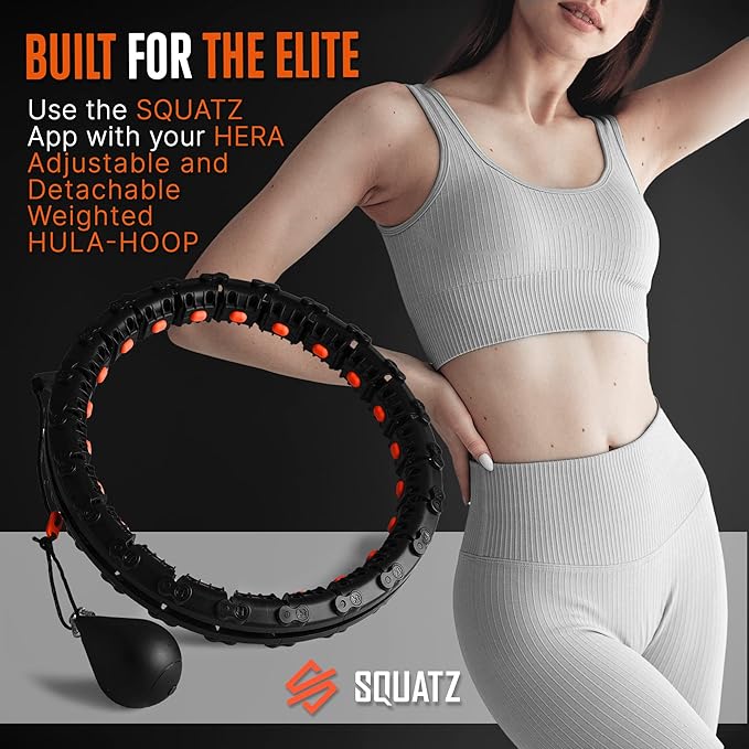 SQUATZ Exercise Hula Hoop for Adults Weight Loss - Weighted Hula Hoop for Workout, Adjustable & Detachable Weighted Hula-Hoop