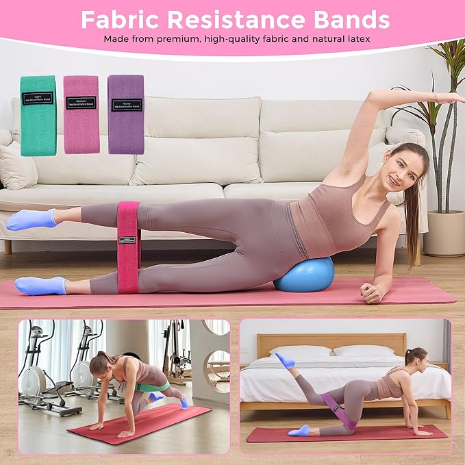 Home Pilates Kit Pilates Equipment Set, Better Yoga Pilates Essentials Kit for Women with 14.5" Pilates Ring, Ball, Resistance Bands, Ankle Weights, Dumbbells, Sliders, Stretch Band, Yoga Strap Socks