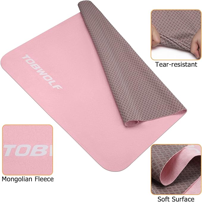 Pilates Reformer Mat Towel - 39in x 24in Non-Slip Suede Pilates Reformer Mat Cover for Pilates Enthusiast to Practice, Lightweight - Soft Surface - Silicone-Backing, Sweat-Wicking, Quick-Drying