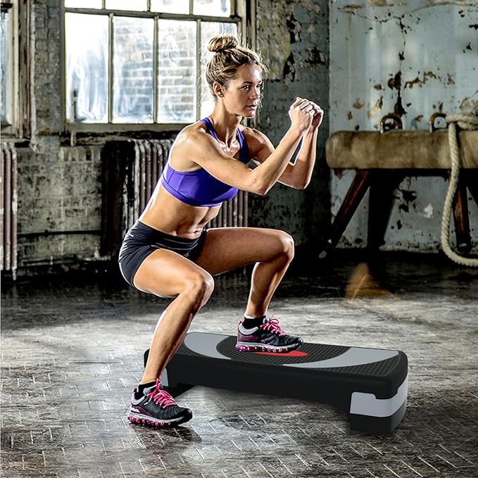 LEMY Adjustable Workout Aerobic Stepper, Exercise Step Platform for Home, Fitness, Gym, Strength Training