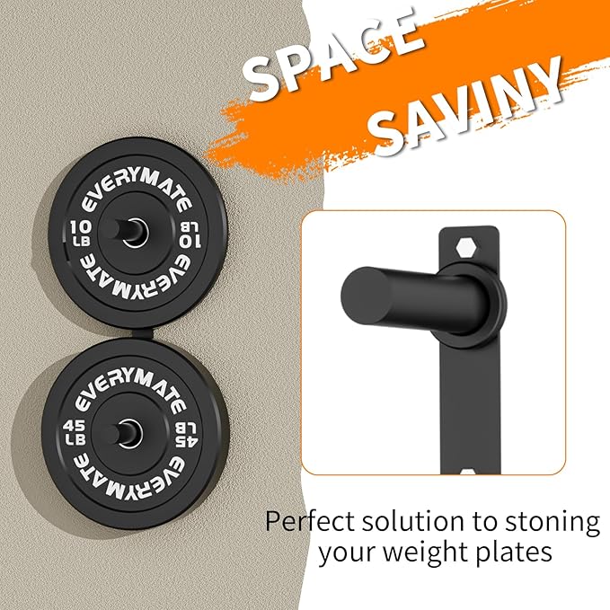 EVERYMATE Weight Plate Storage Rack, Olympic Weight Plate Holder, Bumper Plate Storage, Home Gym Organizer
